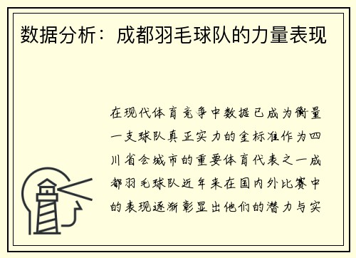 数据分析：成都羽毛球队的力量表现